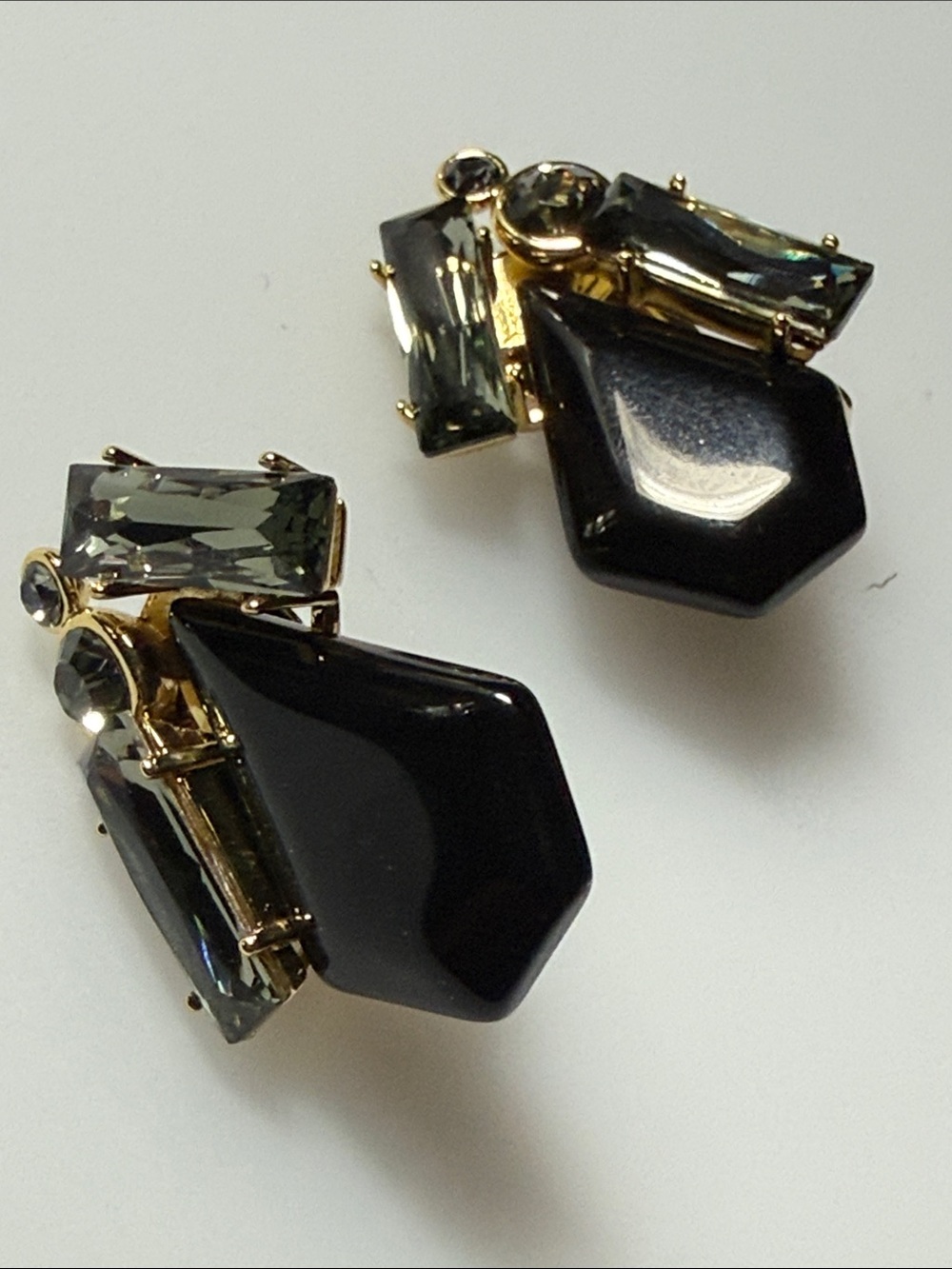 Ted Baker Black and Gold Geometric Clip-On Earrings